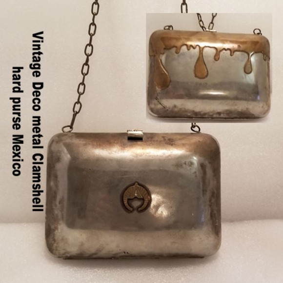 Vintage Deco metal hard purse Mexico - Picture 1 of 11